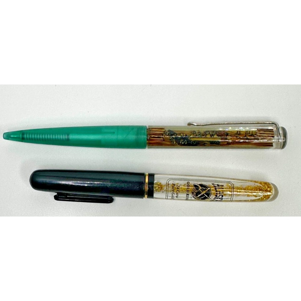 Alaska Gold Flake Pen Floating Wisconsin Dells Horse Wagon Lost Canyon Set 2 Vtg